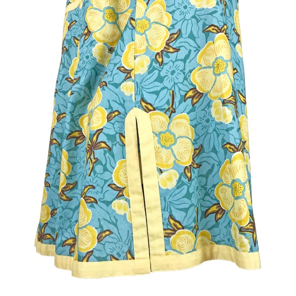 Liz & Co NWOT  Yellow Teal Floral Long Tunic XL - Picture 4 of 5